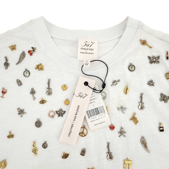 CINQ A SEPT Charm Bella Tee in White S - Picture 6 of 10